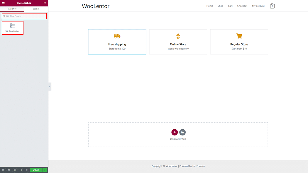 WooLentor Store Features Widget
